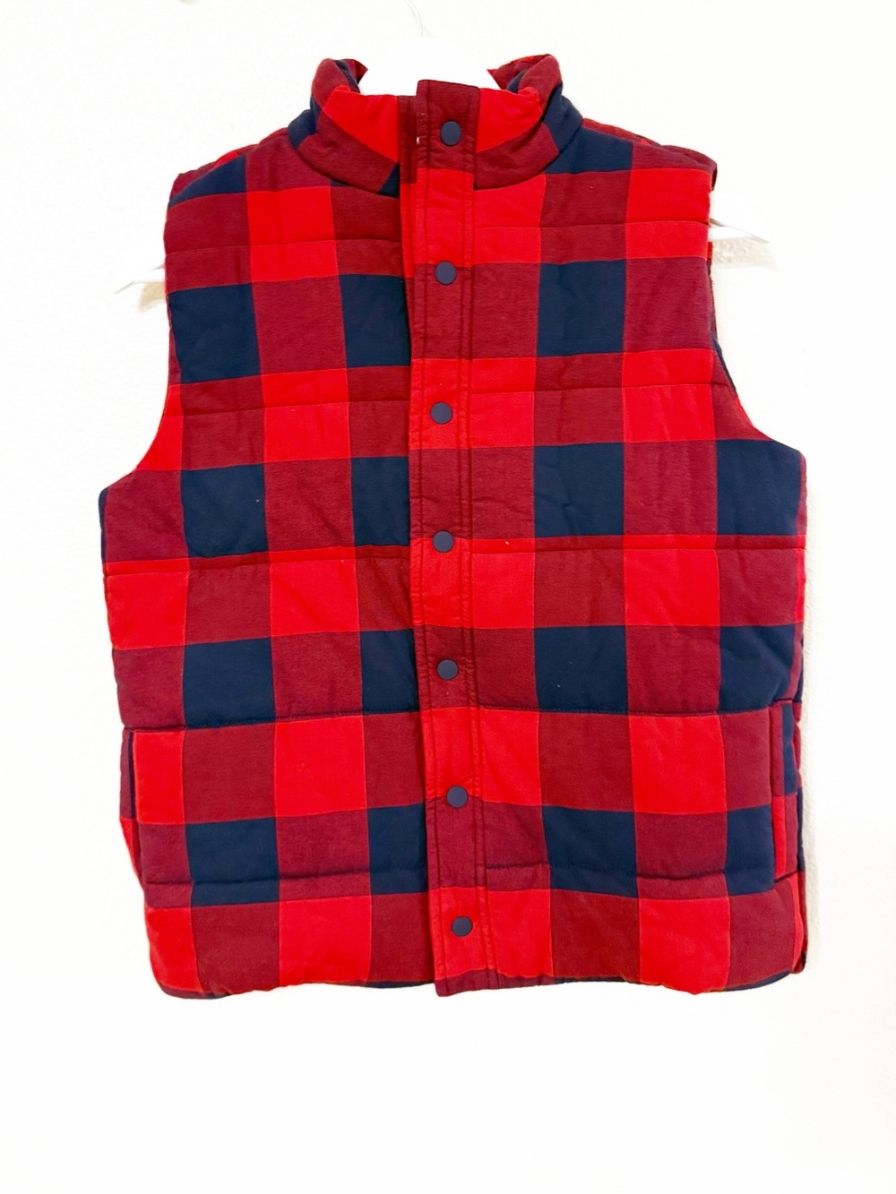 Janie and Jack Buffalo Plaid Boys Snap Front Padded Puffy Cotton Vest Size 10-12 - Picture 2 of 7
